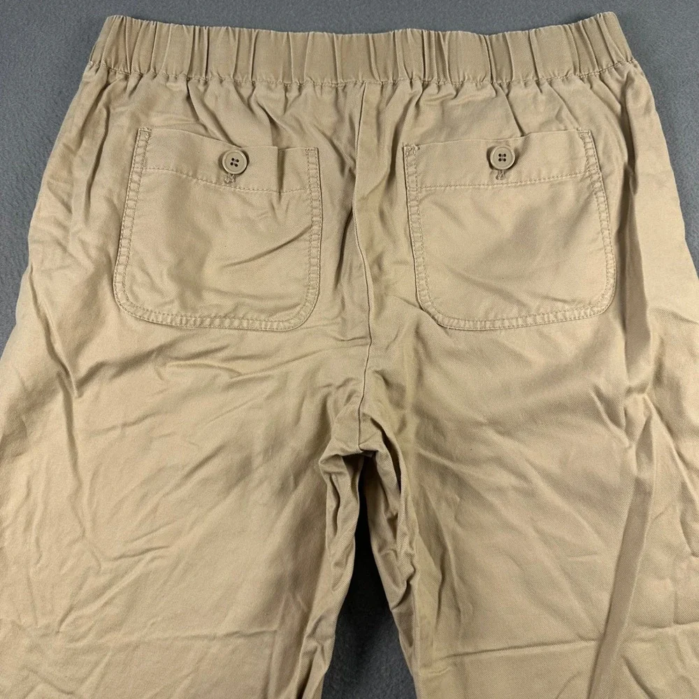 Talbots Womens Khaki Chino Pants Size 6 Elastic Waist Drawstring Cotton Tencel